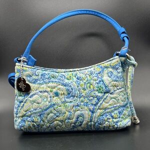 Donna Sharp Quilted Blue Paisley Convertible Shoulder / Crossbody Bag